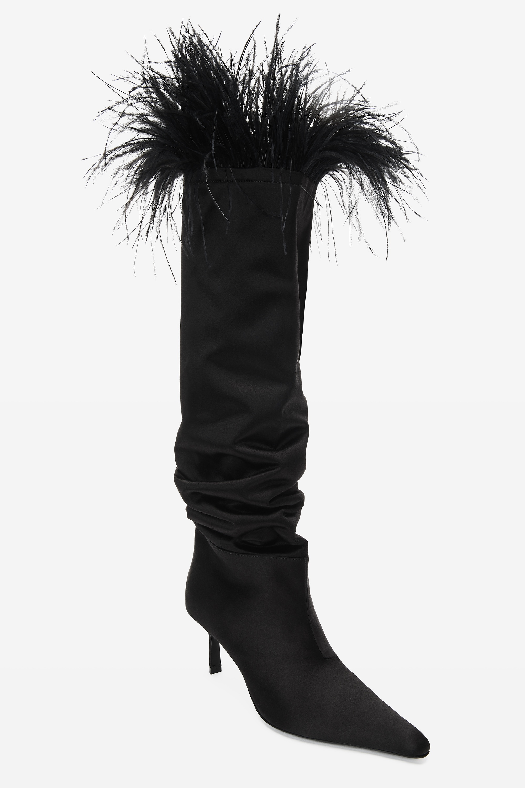 Alexander Wang VIOLA 65 FEATHER SLOUCH BOOT IN SATIN | REVERSIBLE