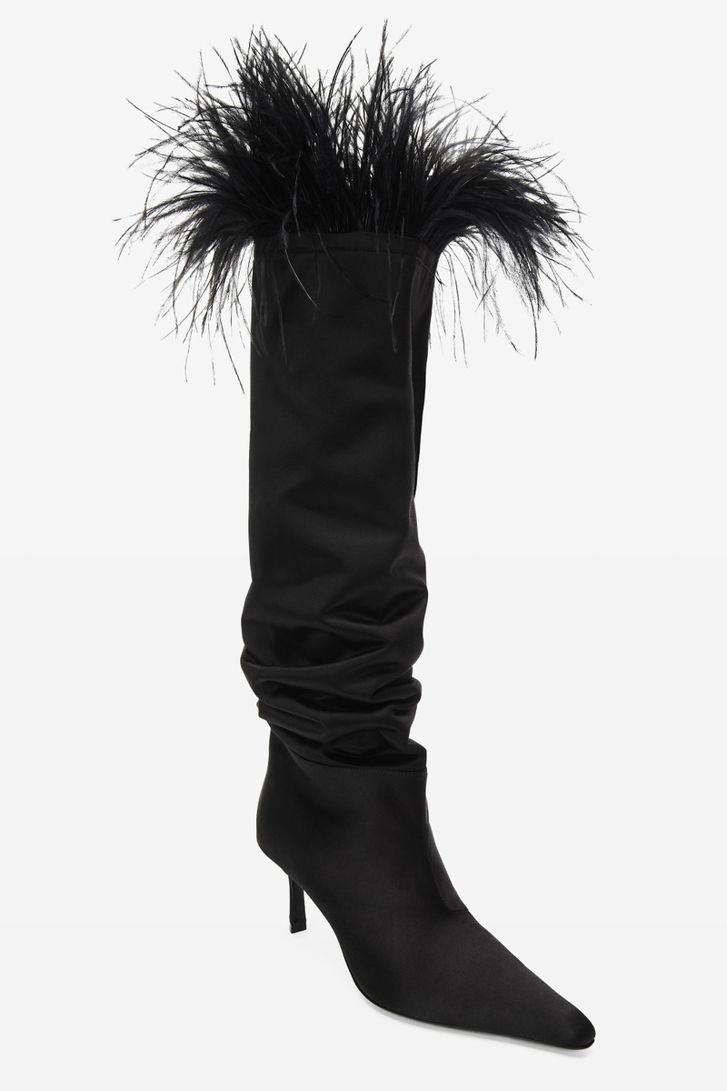 VIOLA 65 FEATHER SLOUCH BOOT IN SATIN 2