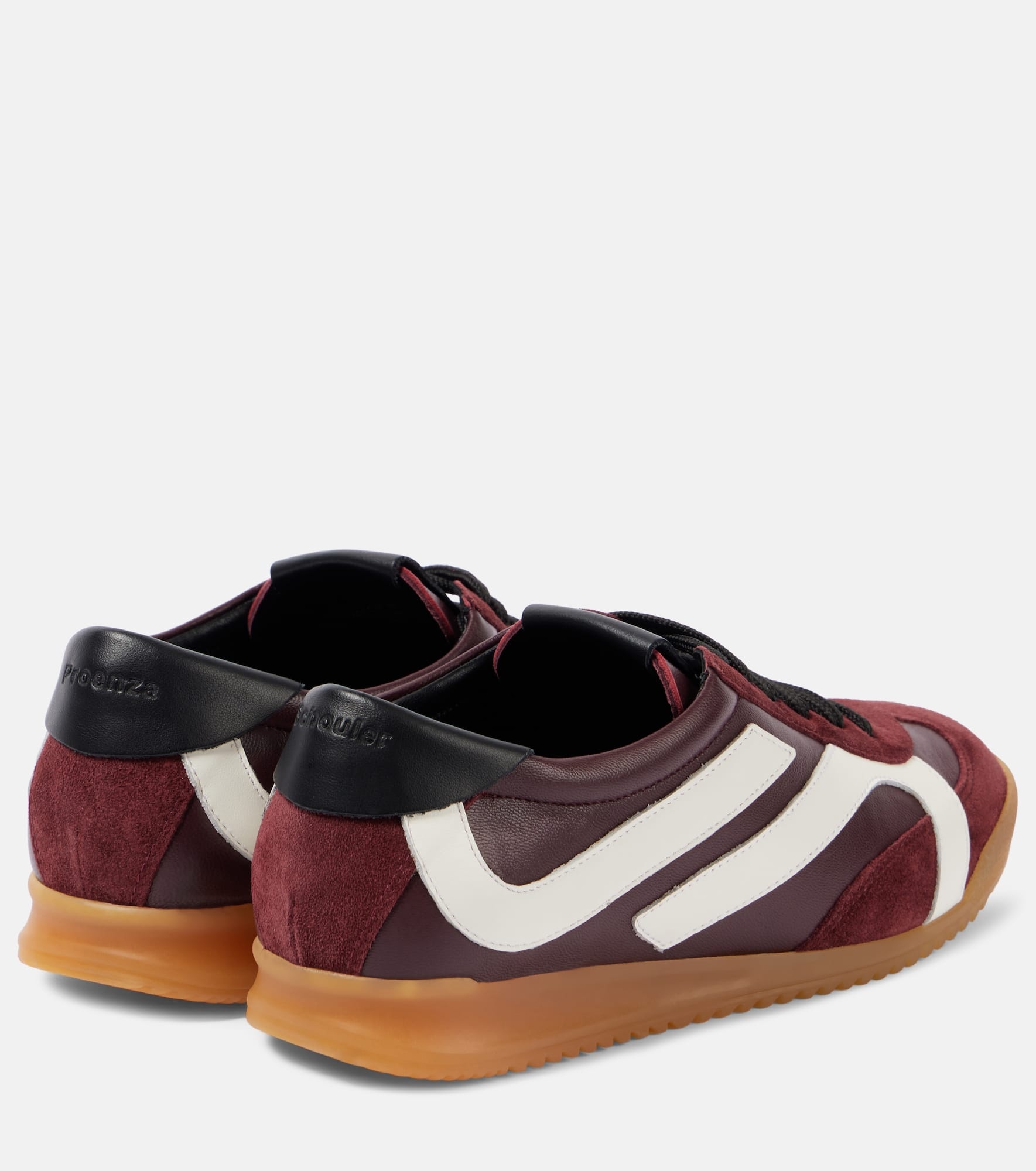Track suede-trimmed leather sneakers - 2