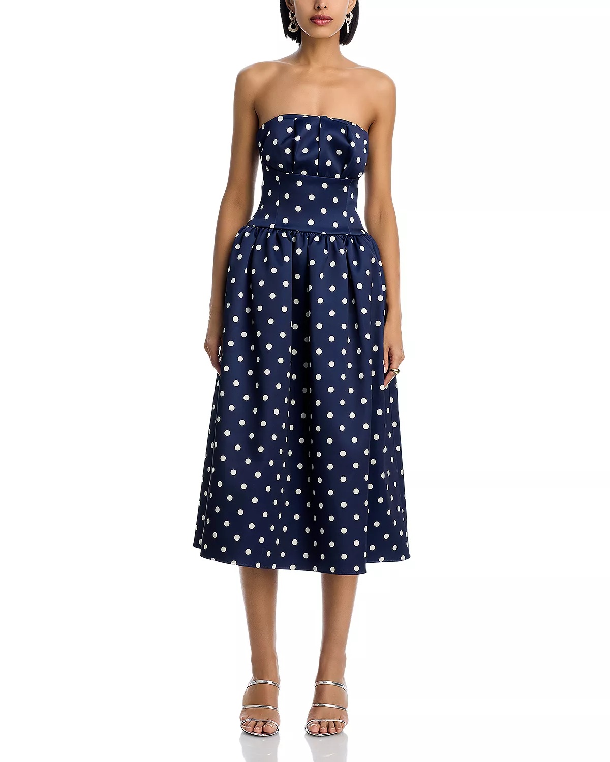 Polka Dot Satin Midi Dress - 7
