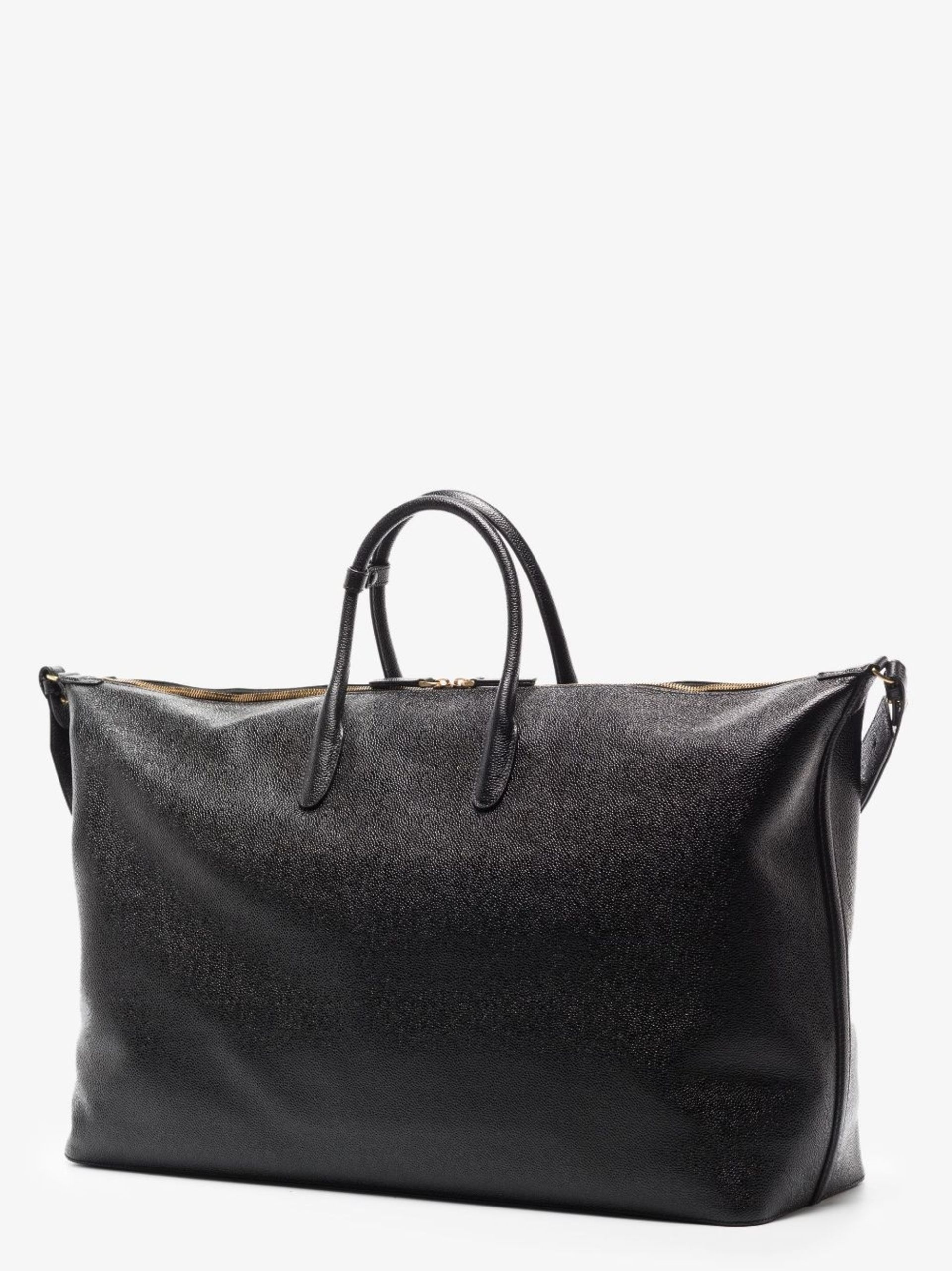 black 4-bar stripe leather holdall bag - 3