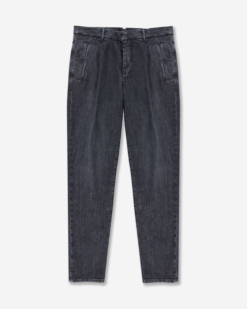 Tapered fit tailored trousers in cotton denim 1