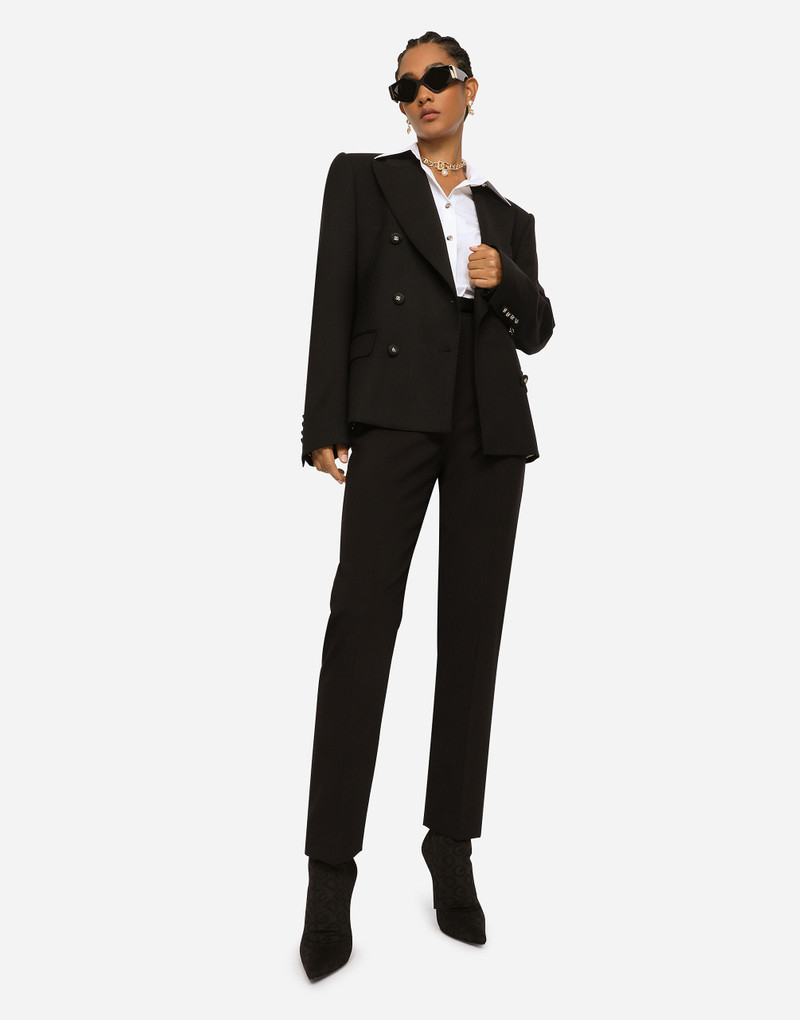 Wool pants with duchesse tuxedo band 5