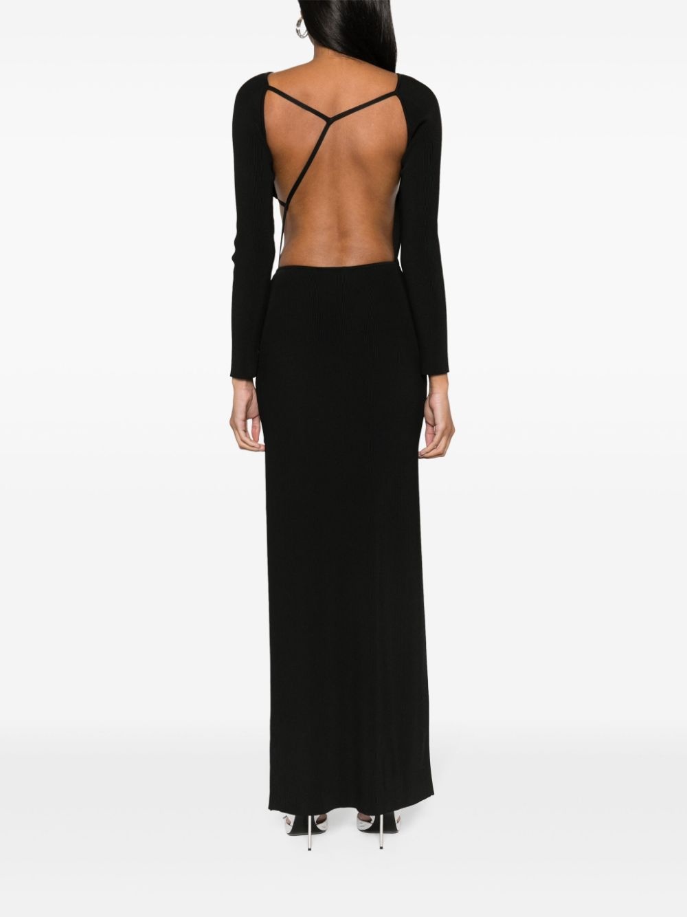 asymmetric ribbed maxi dress - 4