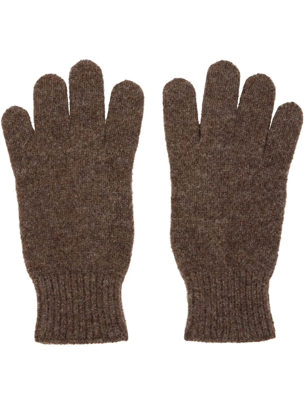 Brown Ribbed Gloves - 1