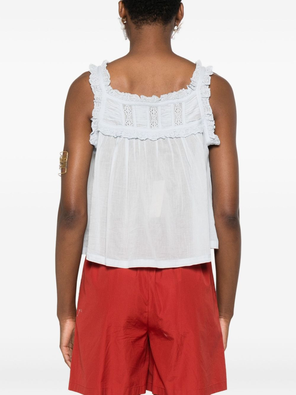 frill-trimmed button top - 4