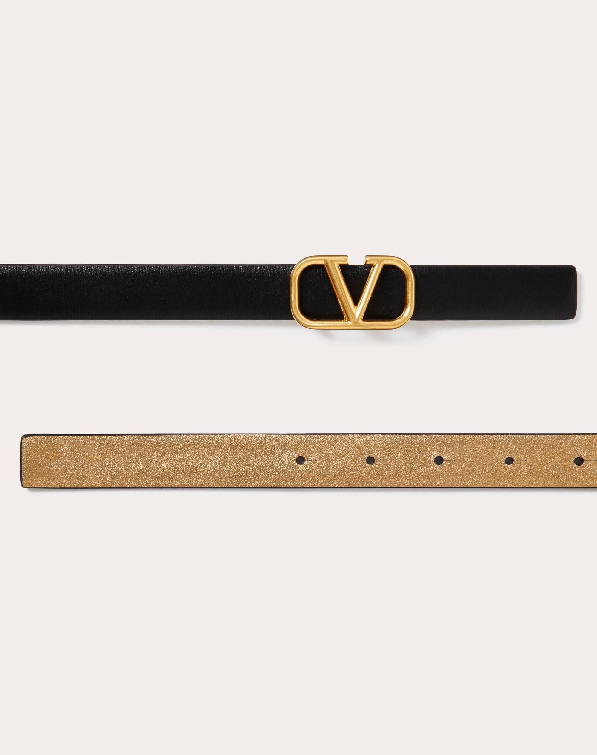 Vlogo Signature Calfskin Belt for Man in Black