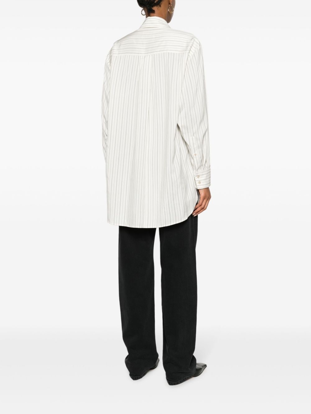 striped long-sleeve silk-blend shirt - 4