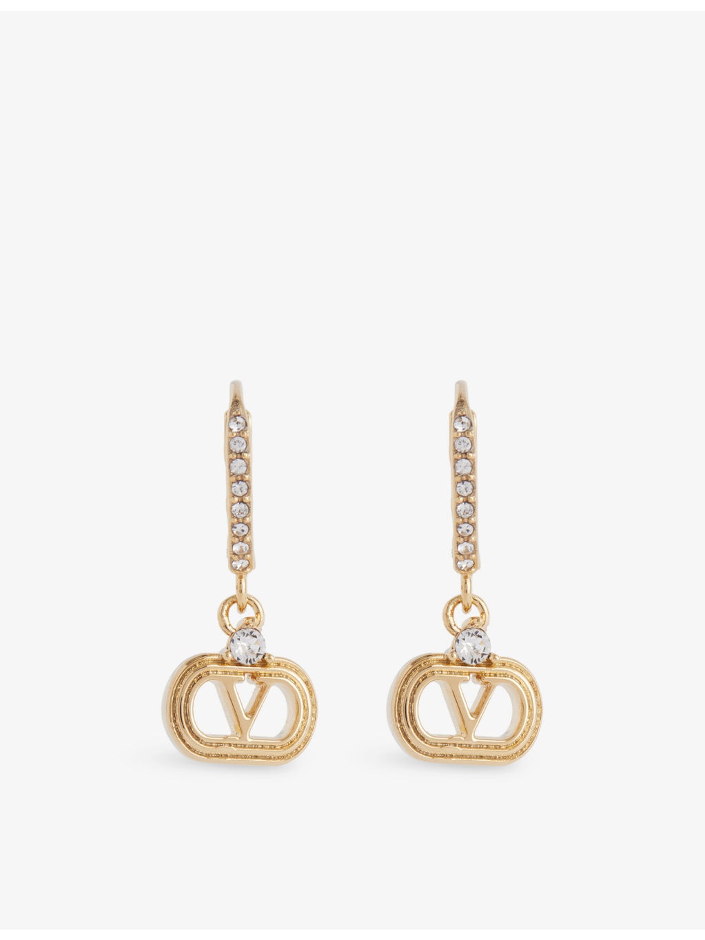 Ovalette Crystal-Embellished Brass Drop Earrings - 1