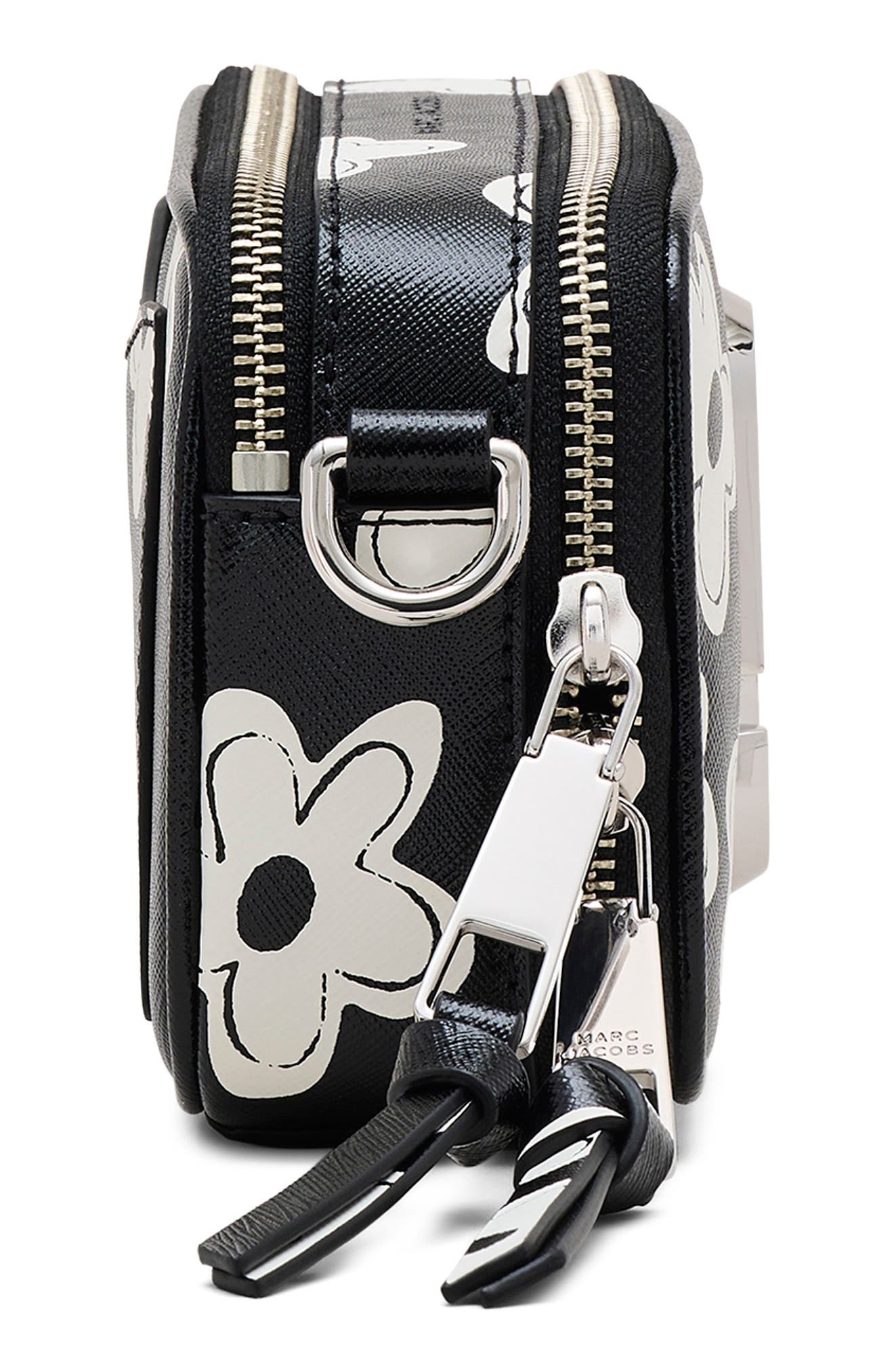 Marc Jacobs The Snapshot Daisy Leather Crossbody Bag in Black/white at Nordstrom - 5