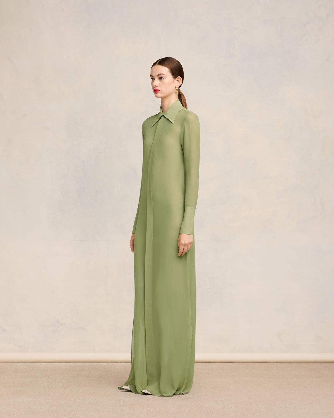 LONG DRESS WITH COLLAR SHIRT - 5