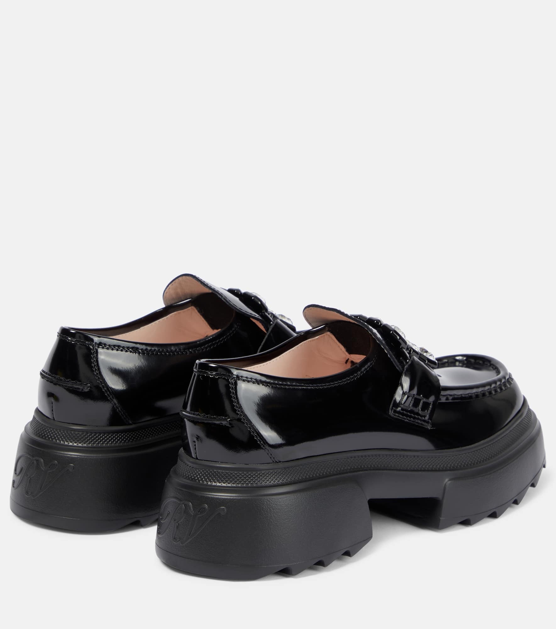 Wallaviv strass buckle patent leather loafers - 2