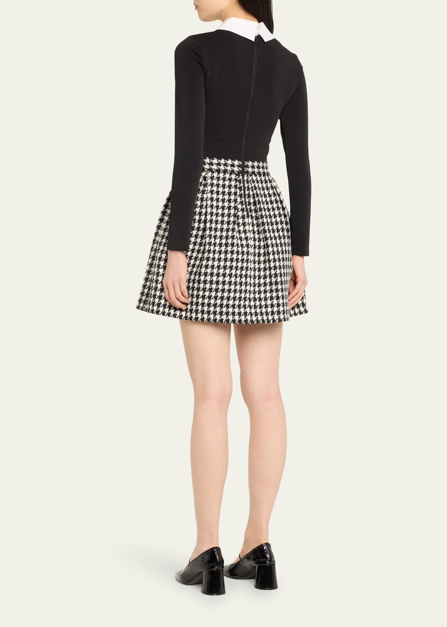 Chara Long-Sleeve Pleated Mini Dress with Collar - 3