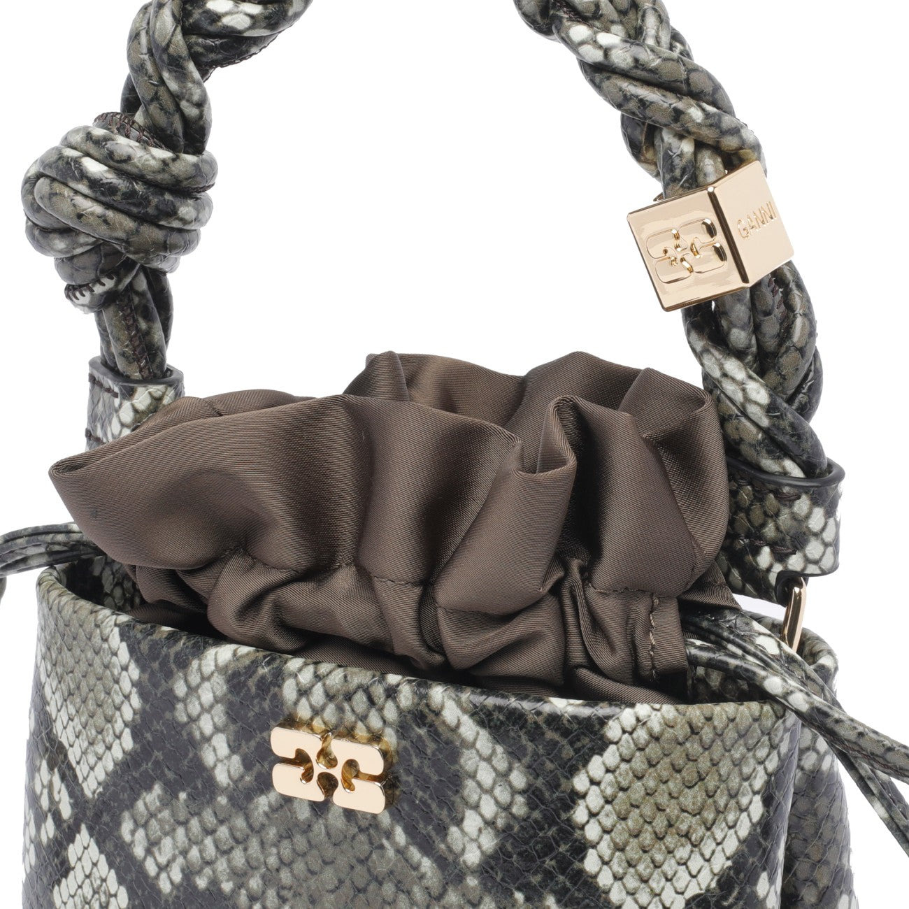 Ganni Women Mini Bou Snake Bucket Bag - 4