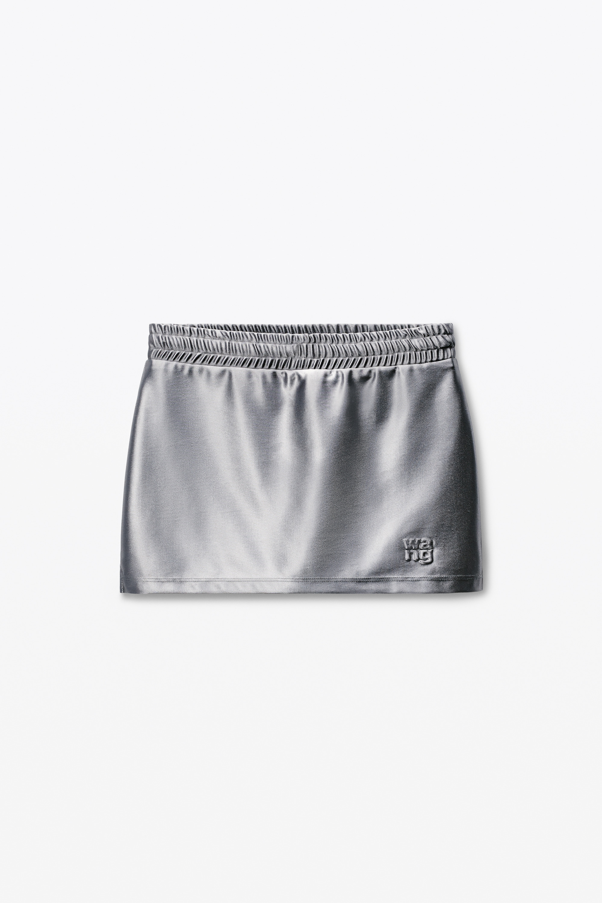 grey satin faille logo miniskort - 1