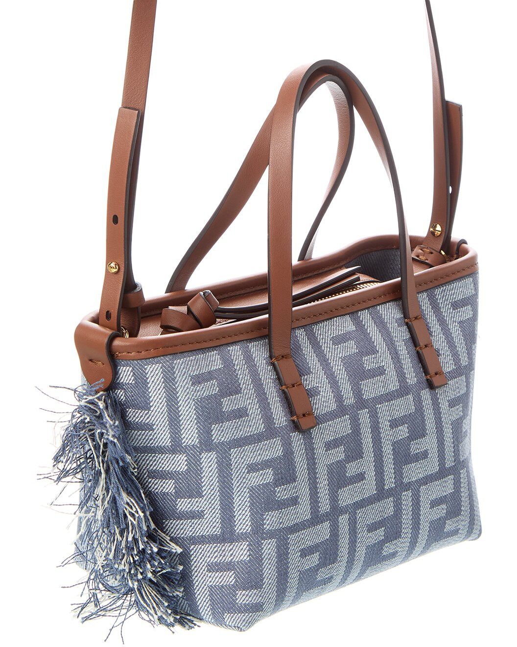 FENDI Roll Mini FF Denim & Leather Tote - 3