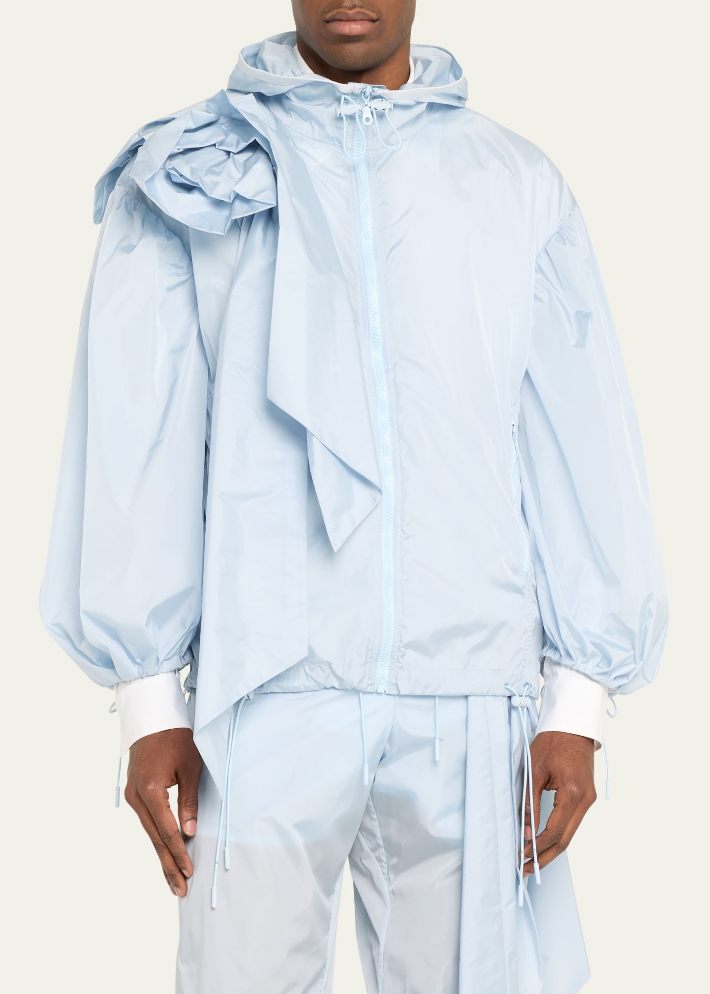 Men's Tech Nylon Jacket with Pressed Rose - 3