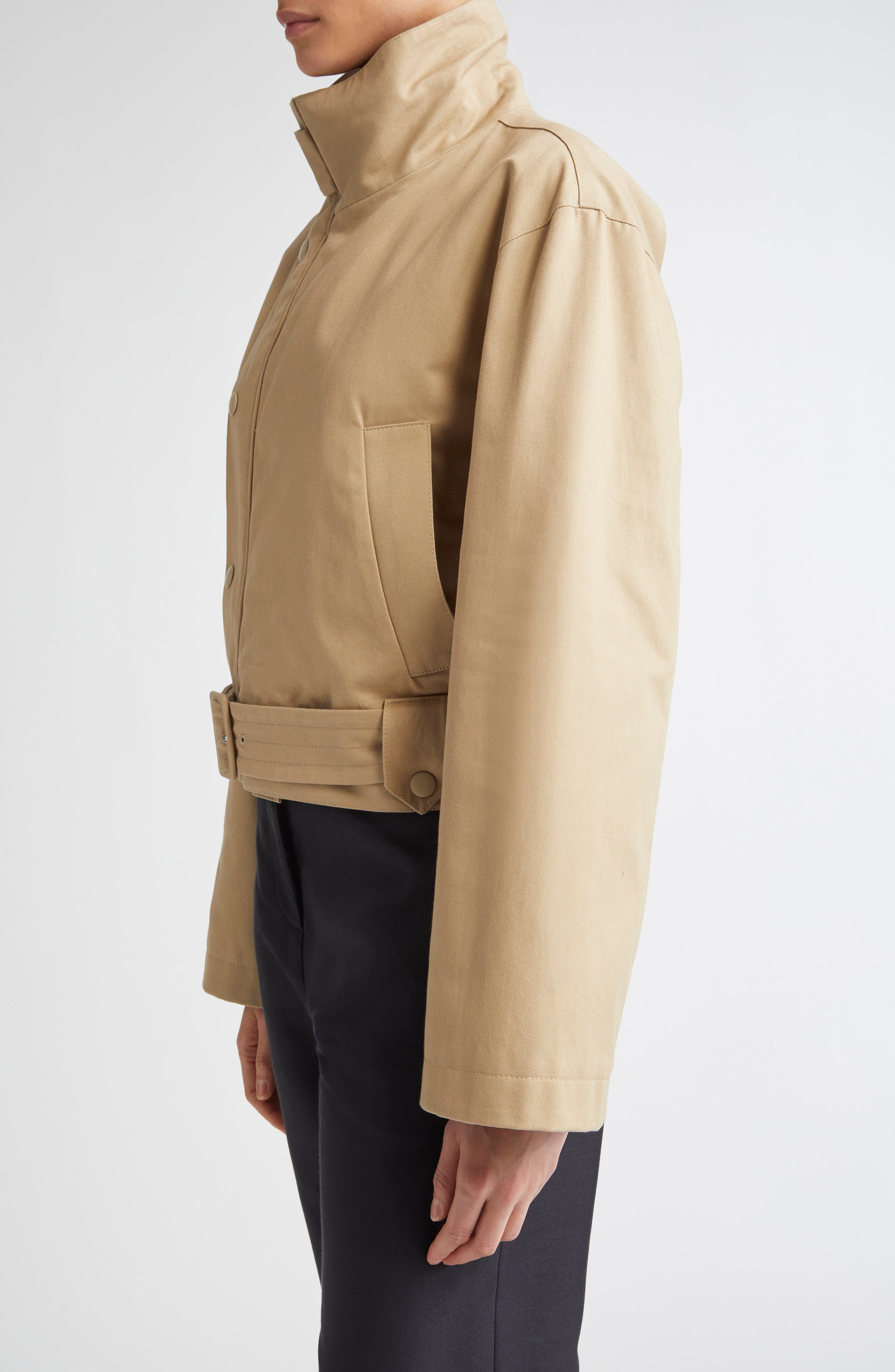 Brandon Maxwell The Lily Cotton Twill Moto Jacket in Khaki at Nordstrom - 4
