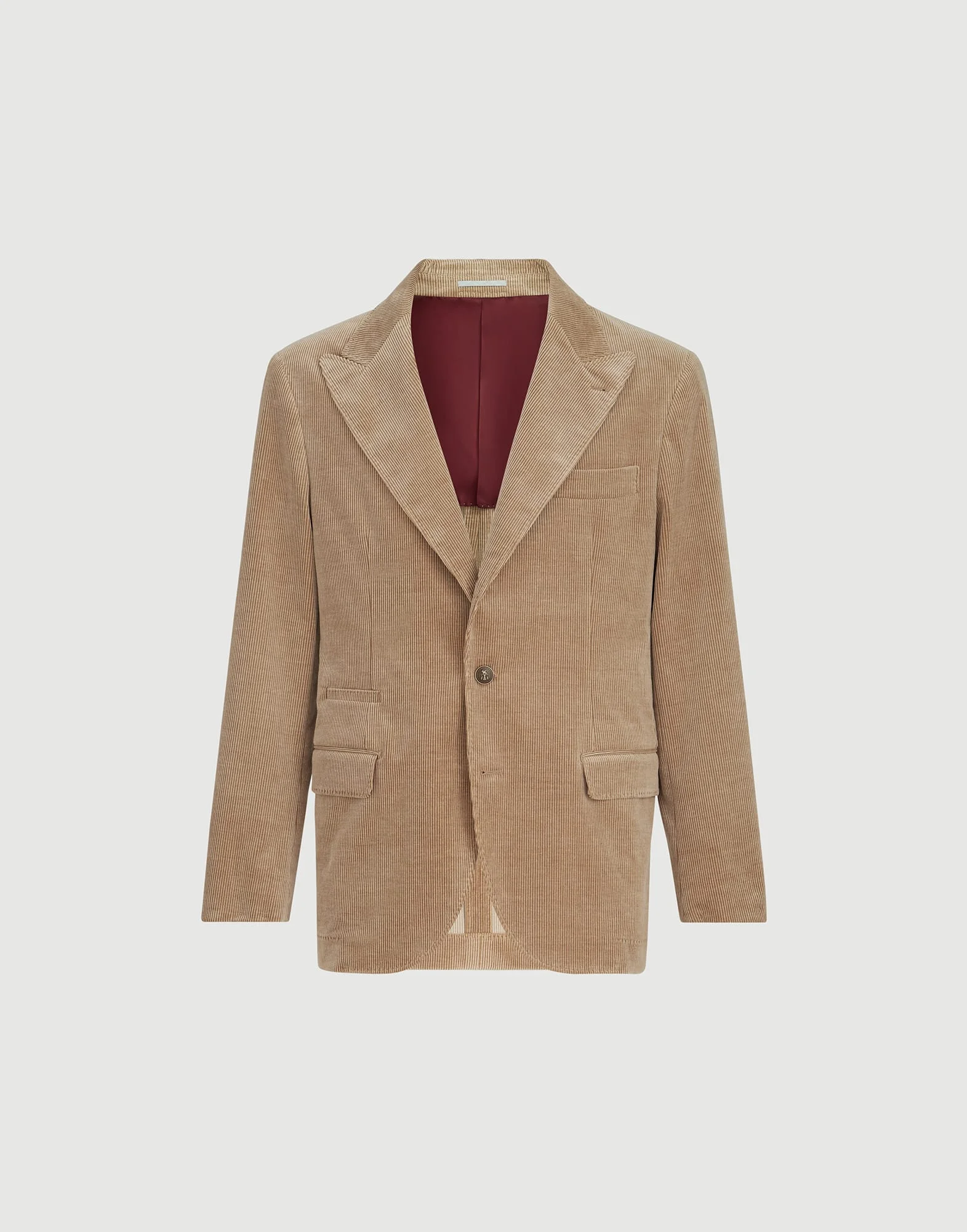 Comfort cotton and cashmere corduroy deconstructed blazer with large peak lapels and metal buttons - 1