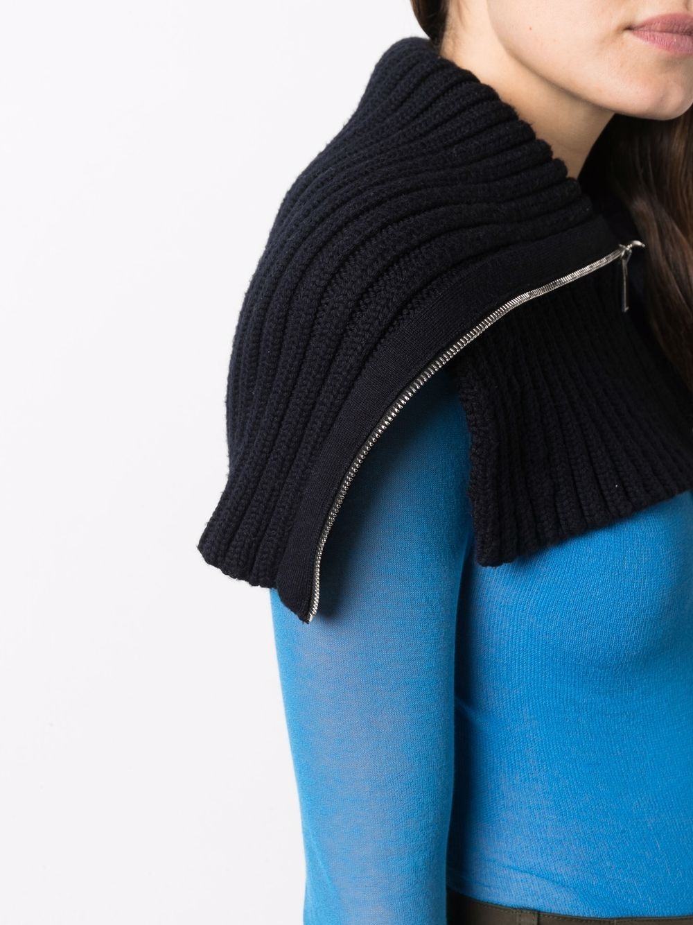 ribbed knit layer scarf - 5