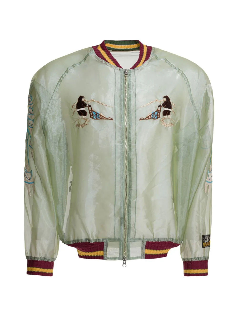 embroidered zip coat - 1