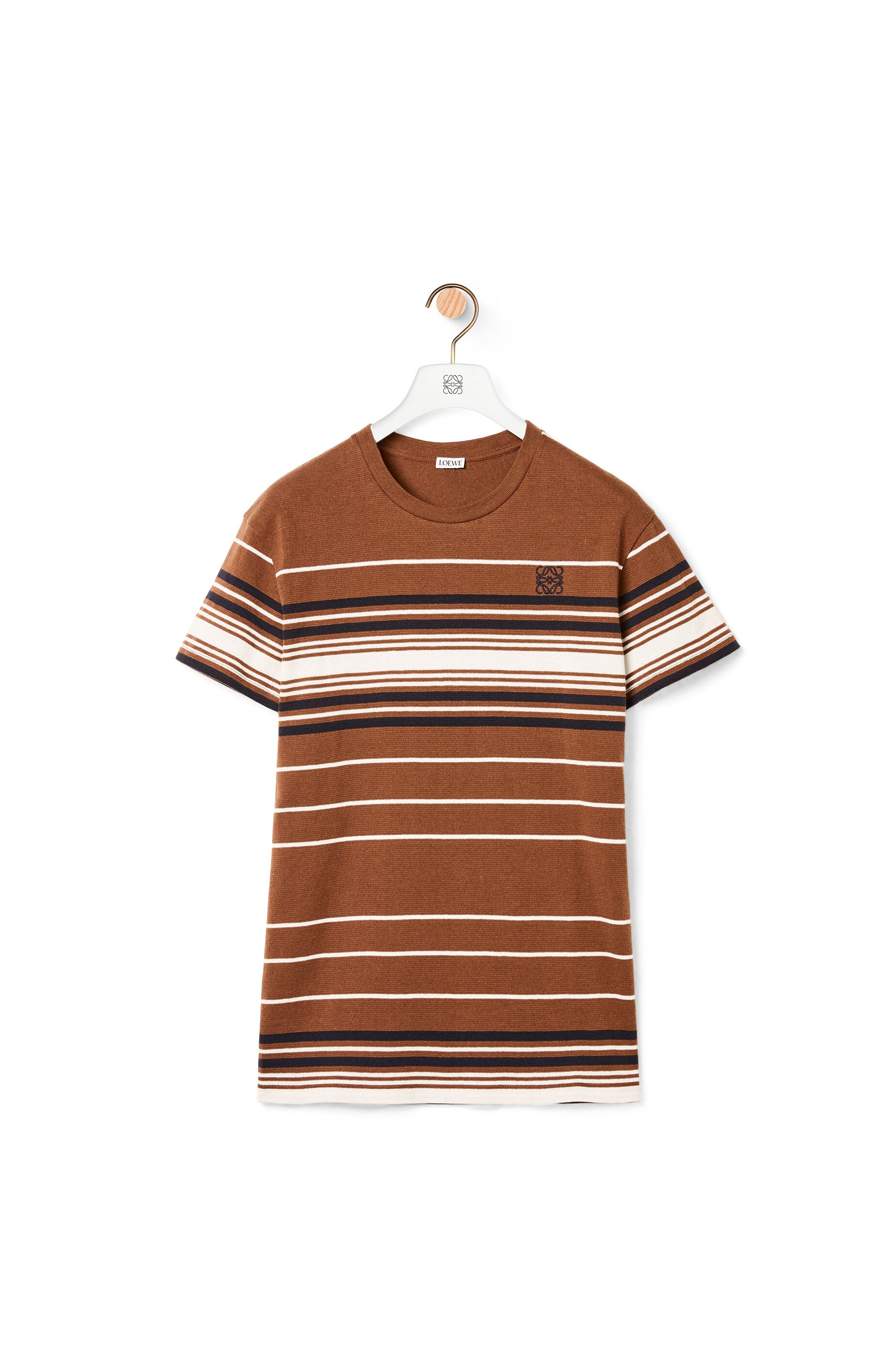 Anagram embroidered T-shirt in striped cotton - 1