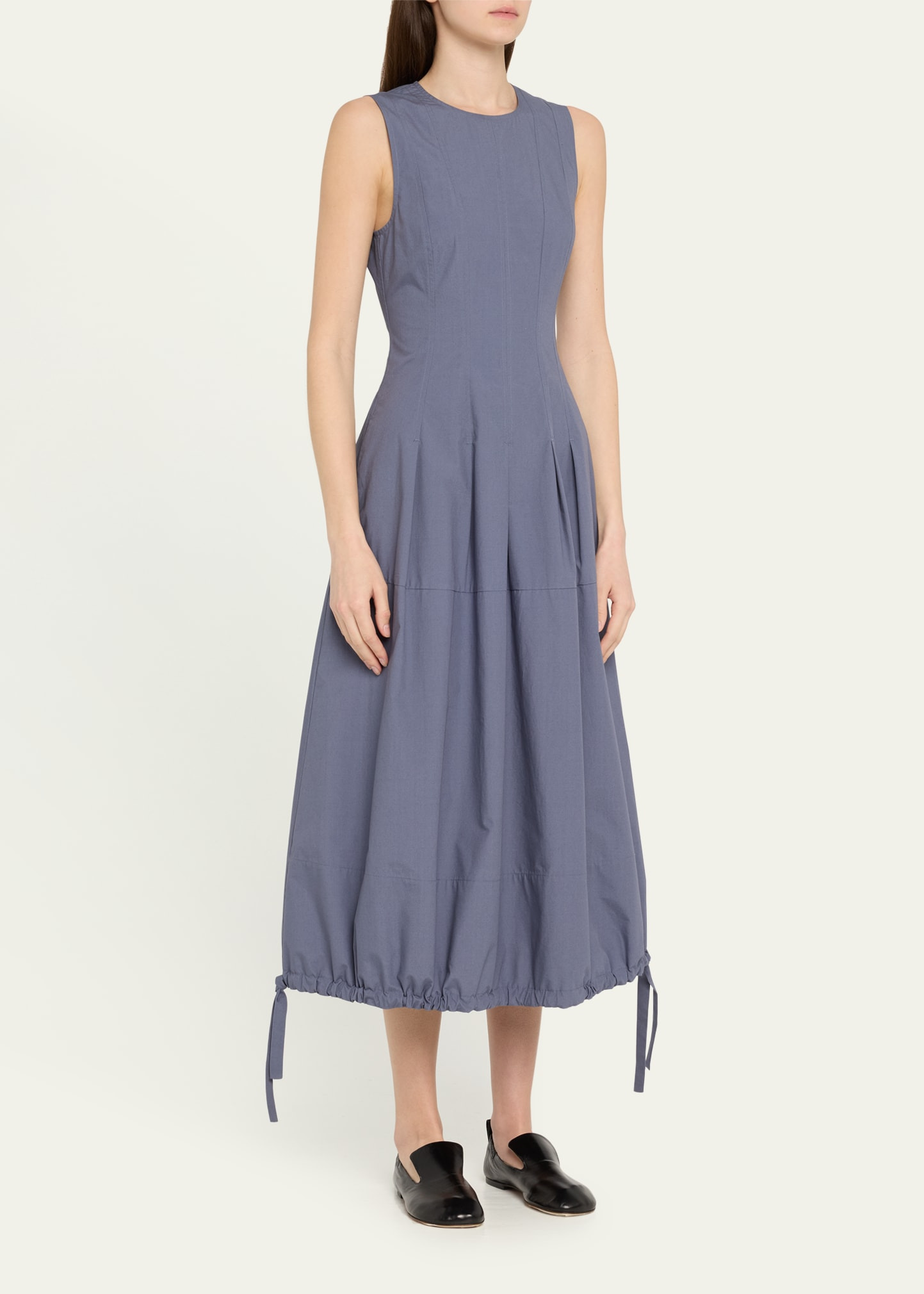 Marley Drawstring Brushed Poplin Midi Dress - 4
