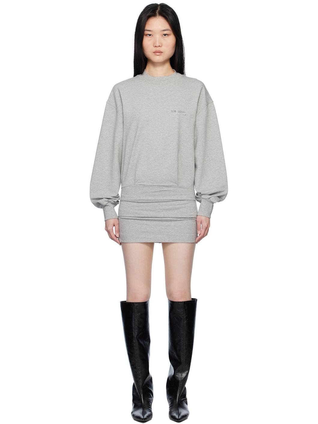 Gray Sweater Minidress - 1