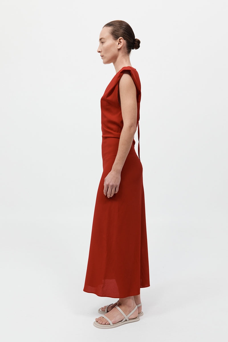 Plunge Drape Dress - Rosso - 7