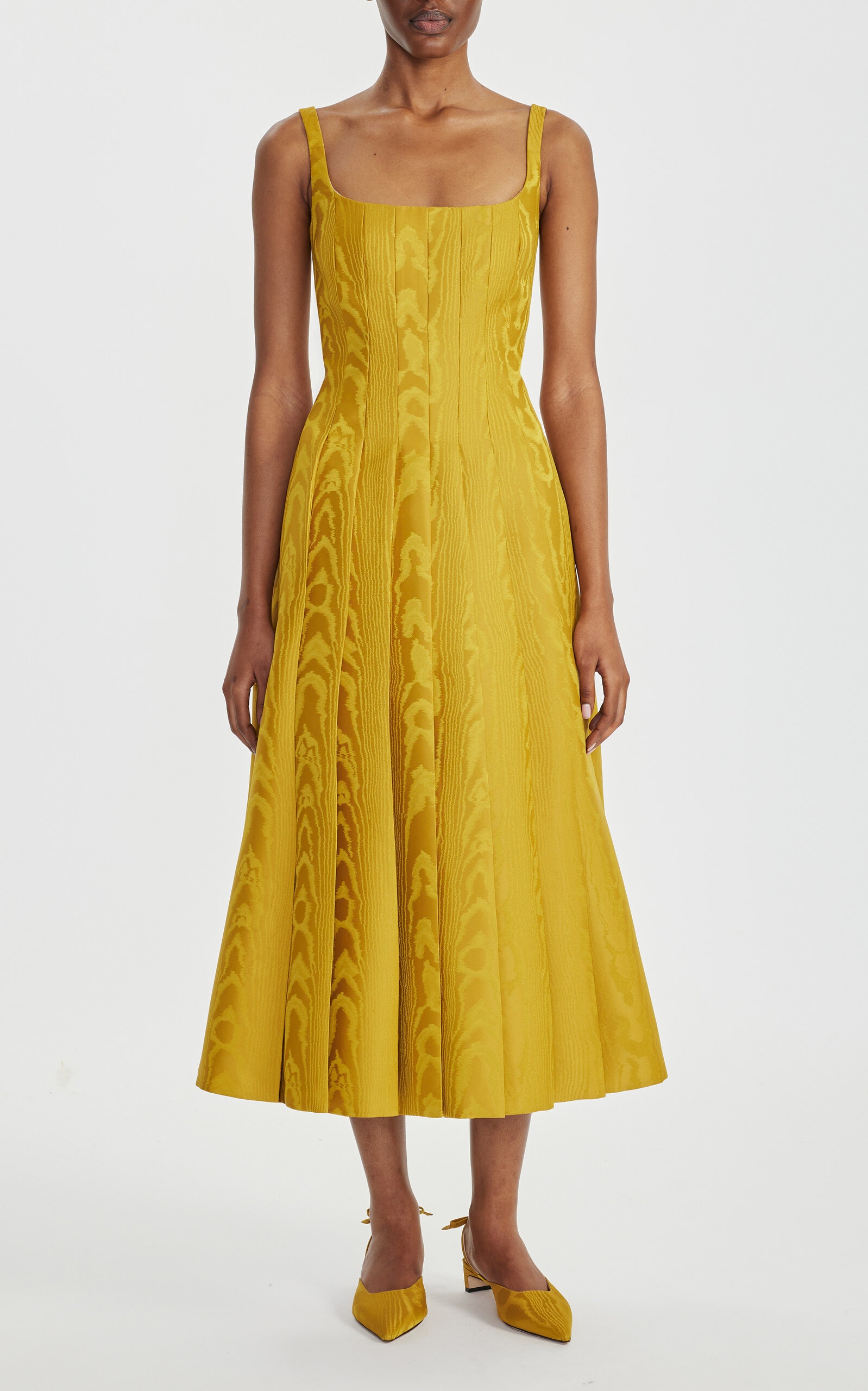 Adele Pleated Moire Midi Dress yellow - 1