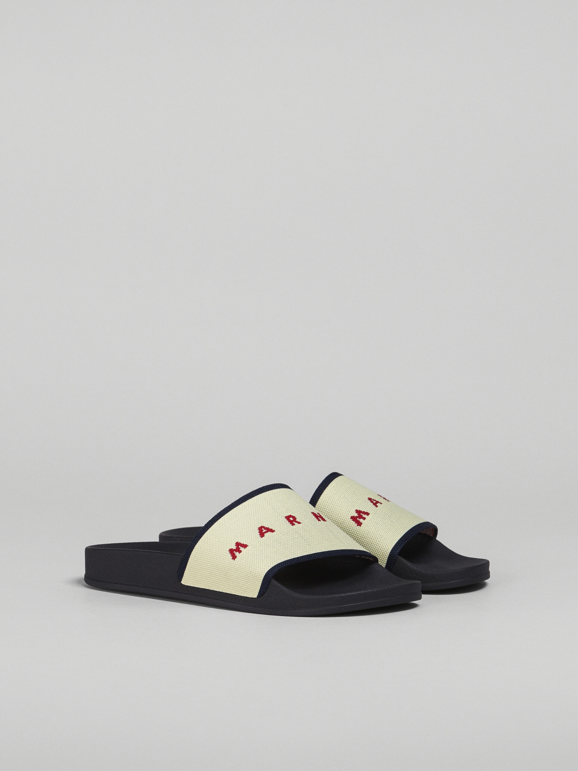 BEIGE AND BLUE STRETCH LOGO JACQUARD SLIDE - 2