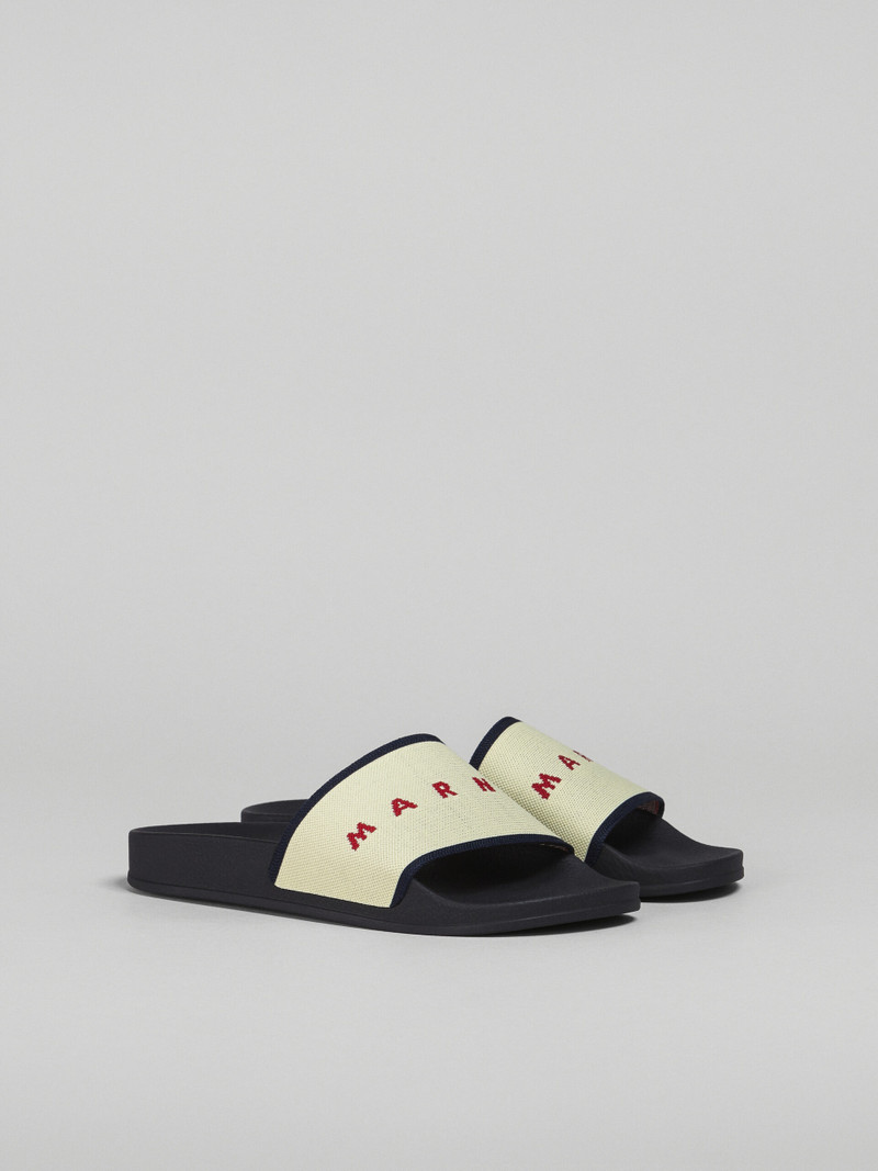 Marni BEIGE AND BLUE STRETCH LOGO JACQUARD SLIDE outlook