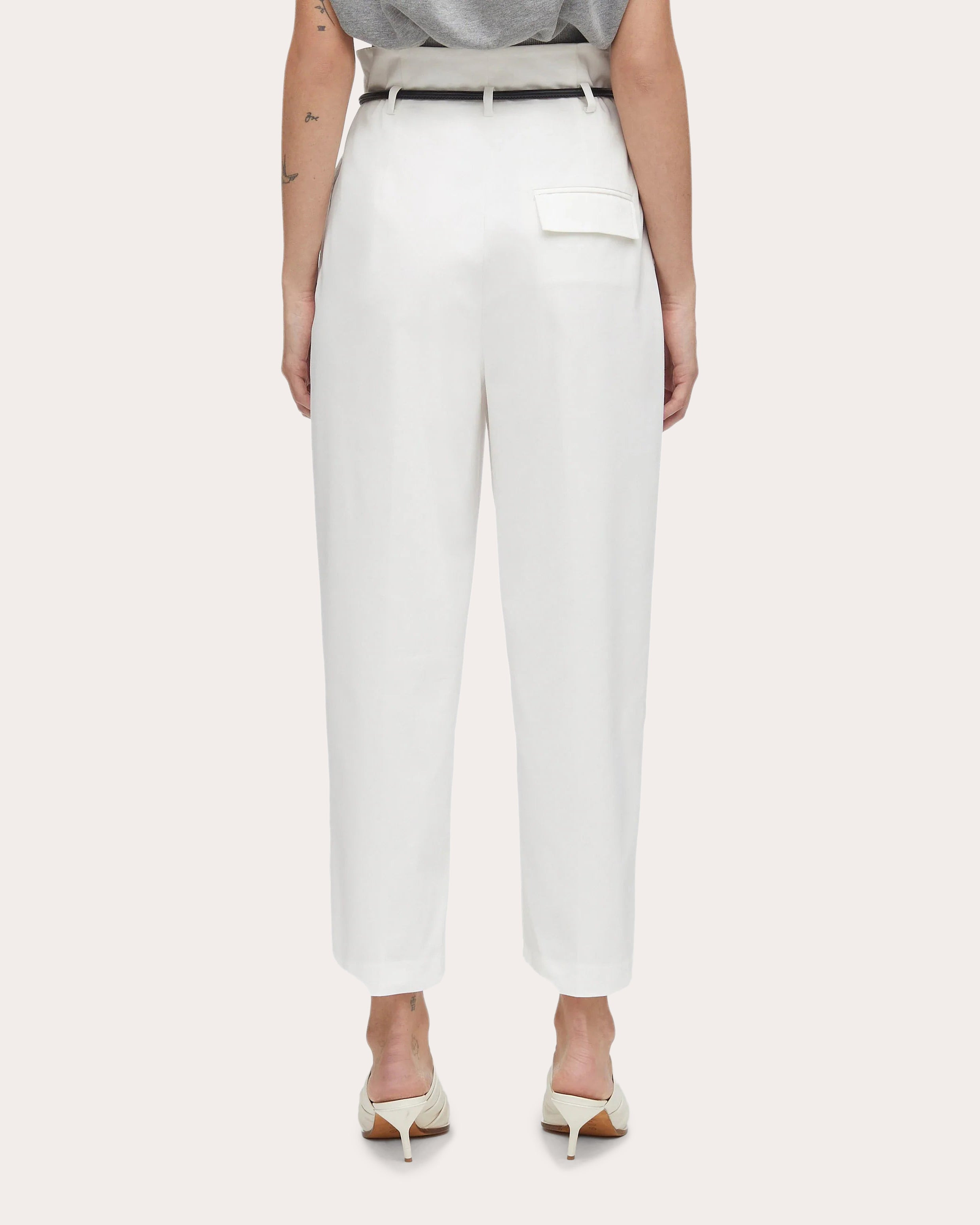 Pleated Stretch-Cotton Paperbag Waist Pants - 2