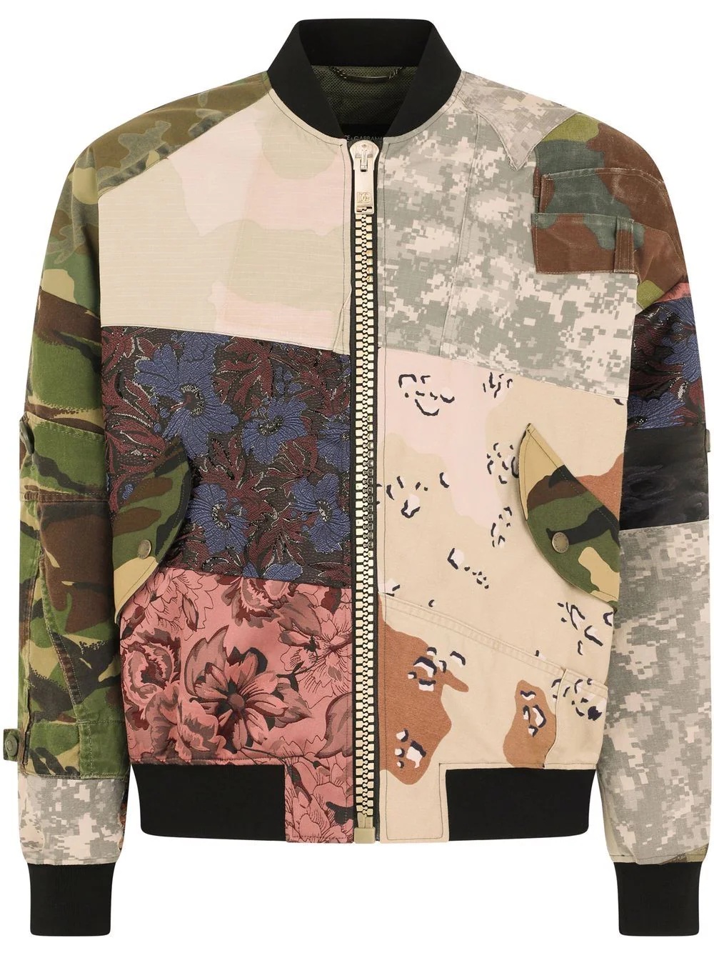 patchwork long-sleeve bomber jacket - 1