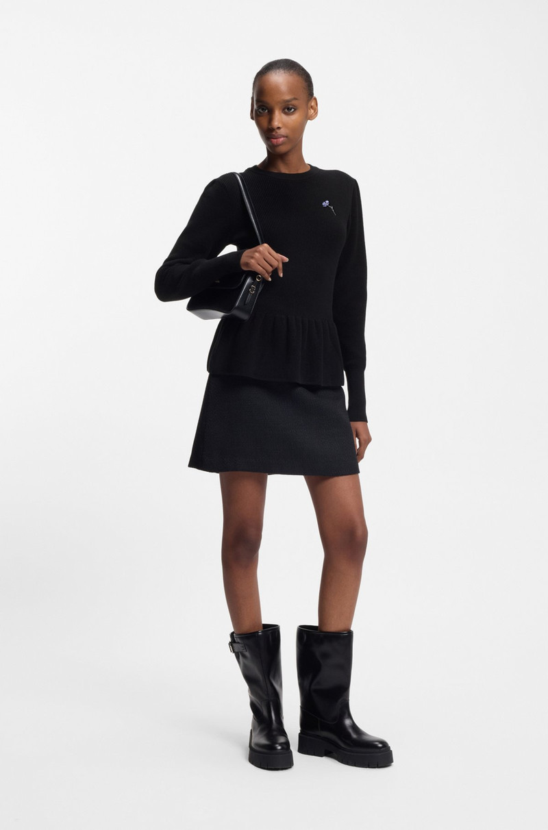 HUGO COTTON SWEATER WITH DETACHABLE FLORAL BROOCH outlook