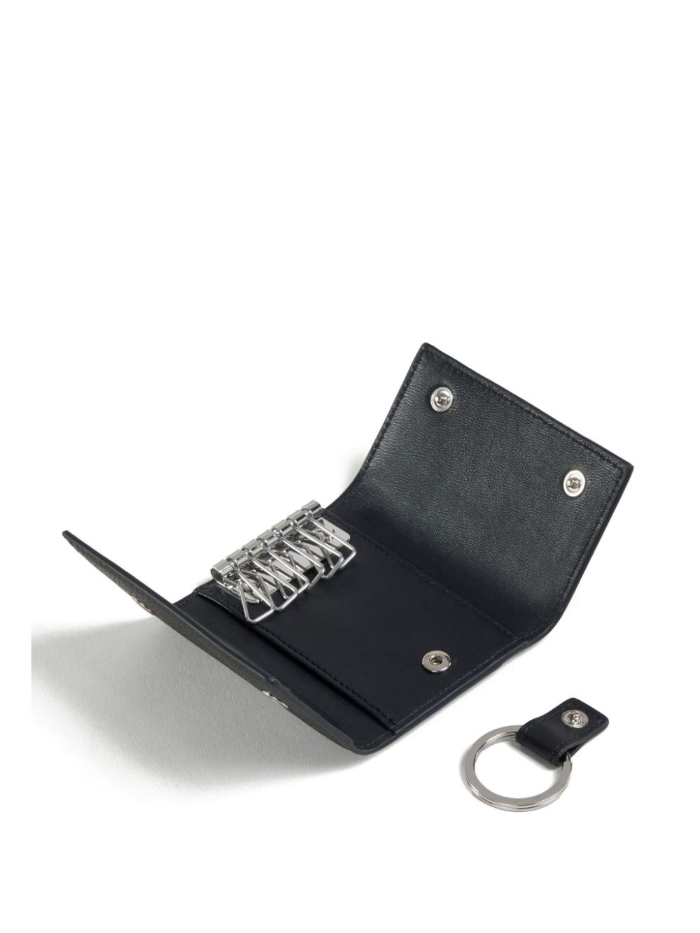 logo-embroidered leather key holder - 3