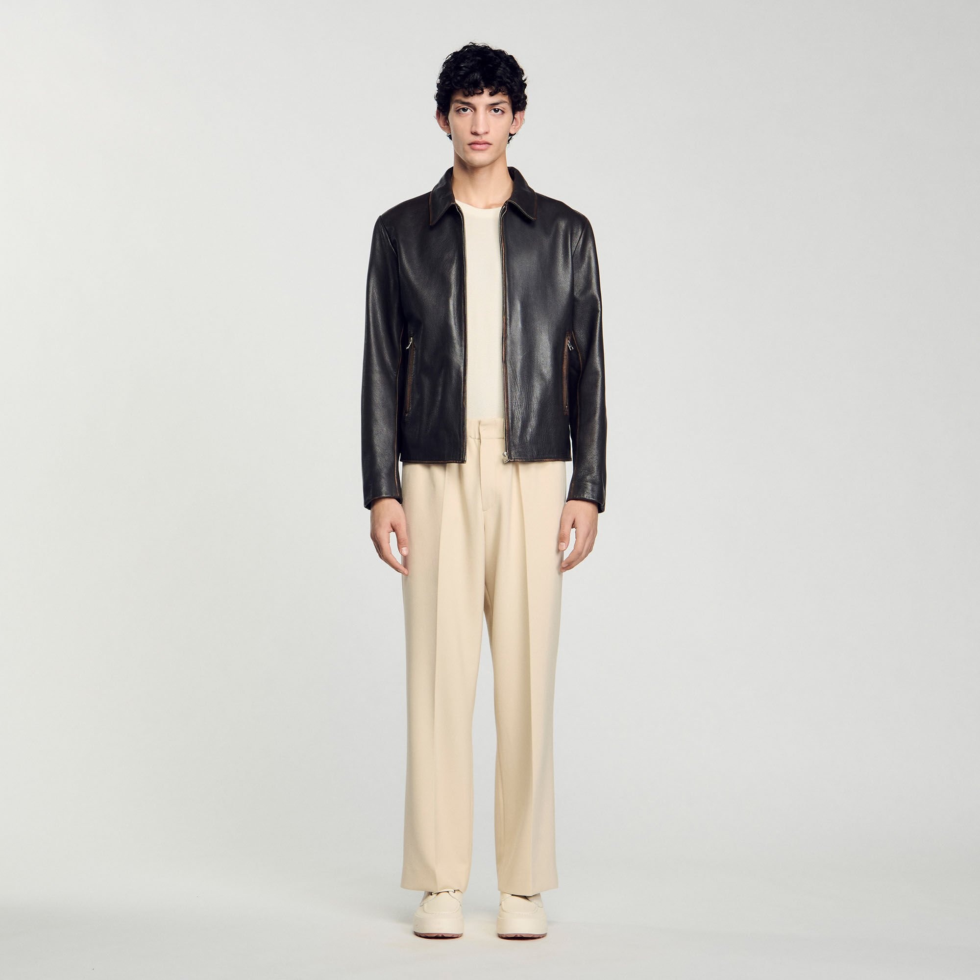DISTRESSED-LOOK LEATHER JACKET - 2
