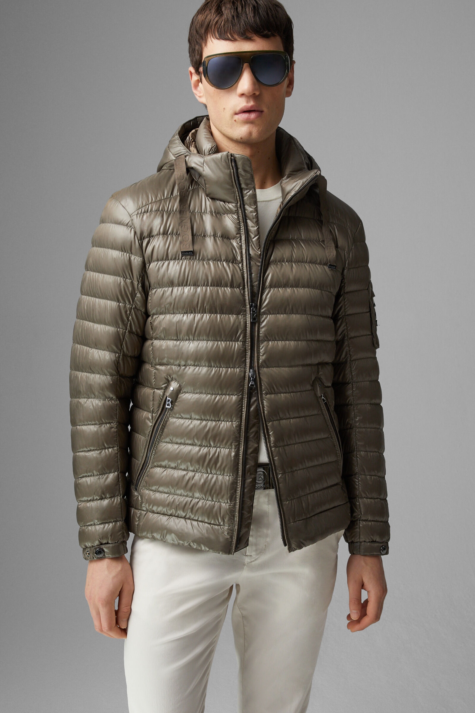 Loke lightweight down jacket in Khaki - 2
