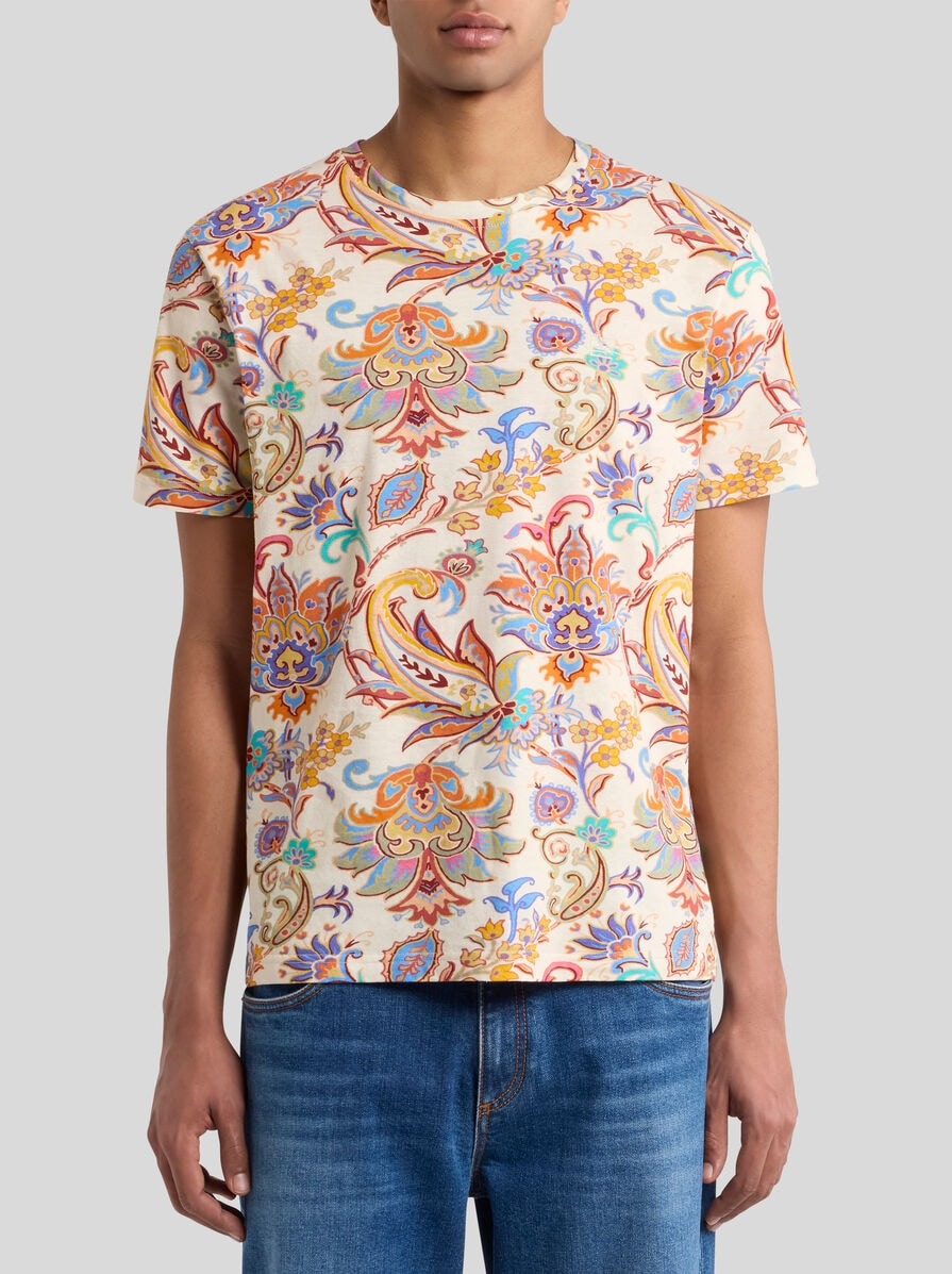 COTTON AND LINEN T-SHIRT WITH PRINT - 2