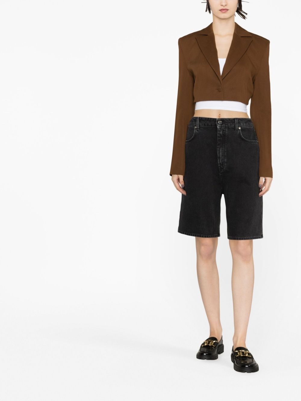 washed denim organic cotton shorts - 2