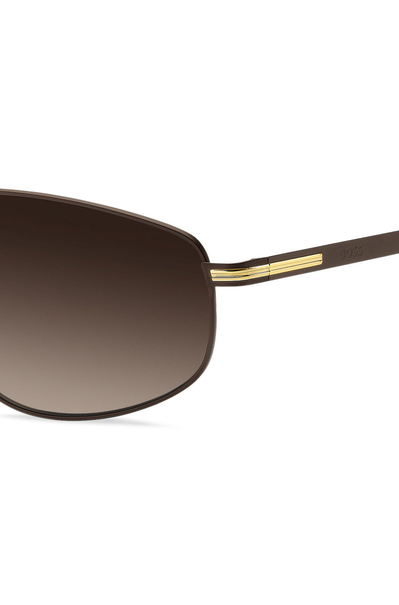 BOSS MATTE BROWN SUNGLASSES WITH GOLD-TONE TRIMS outlook