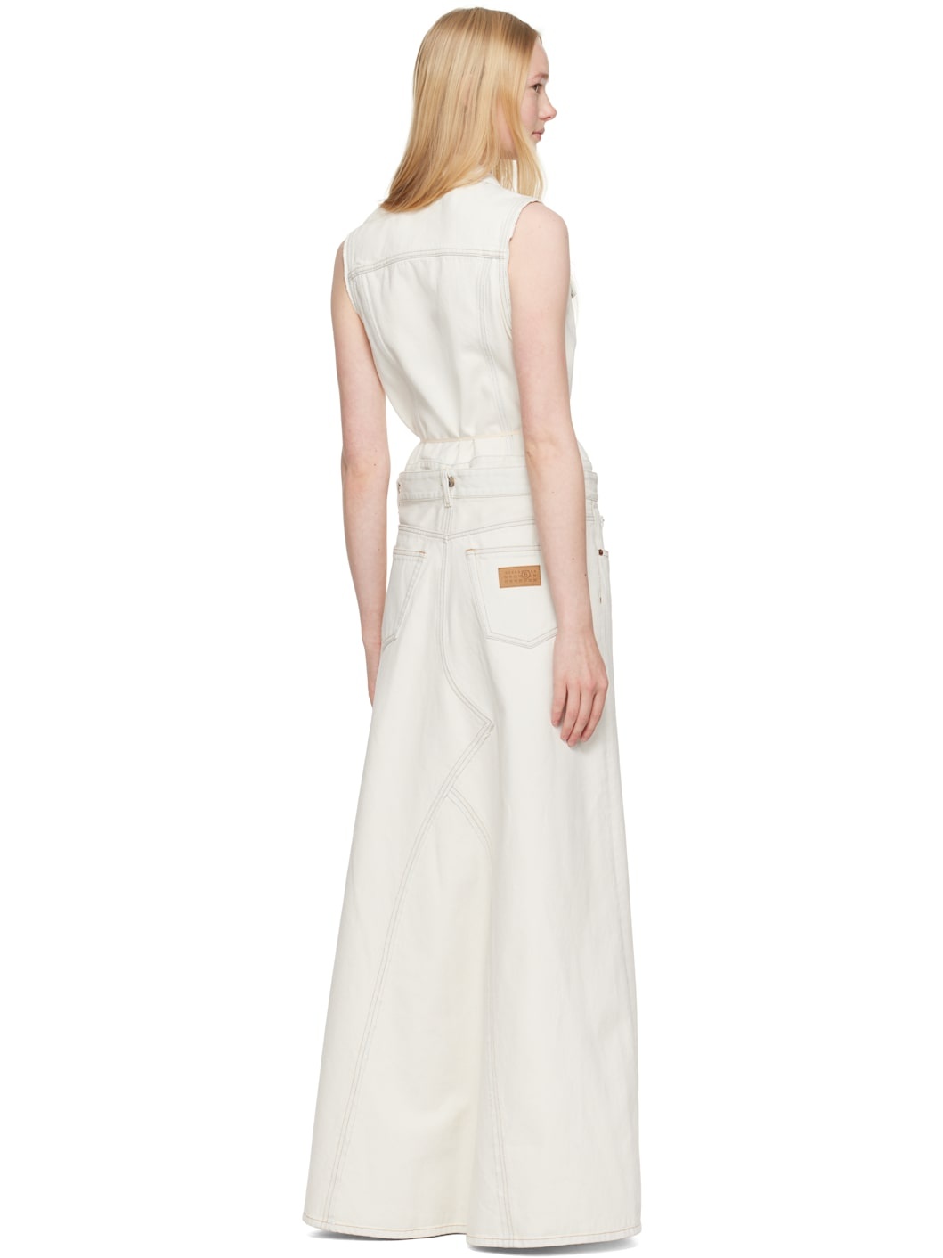 Off-White Convertible Denim Maxi Dress - 3