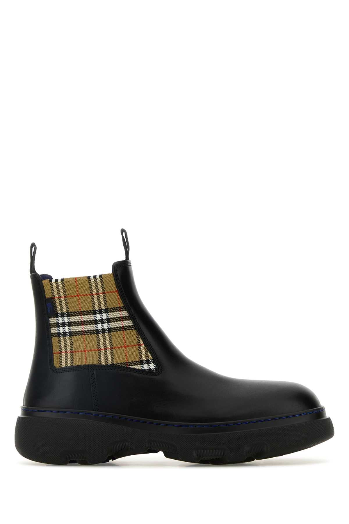 Burberry Men Black Leather Ankle Boots - 1