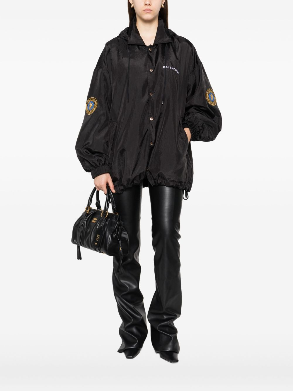 hooded logo-embroidered jacket - 3
