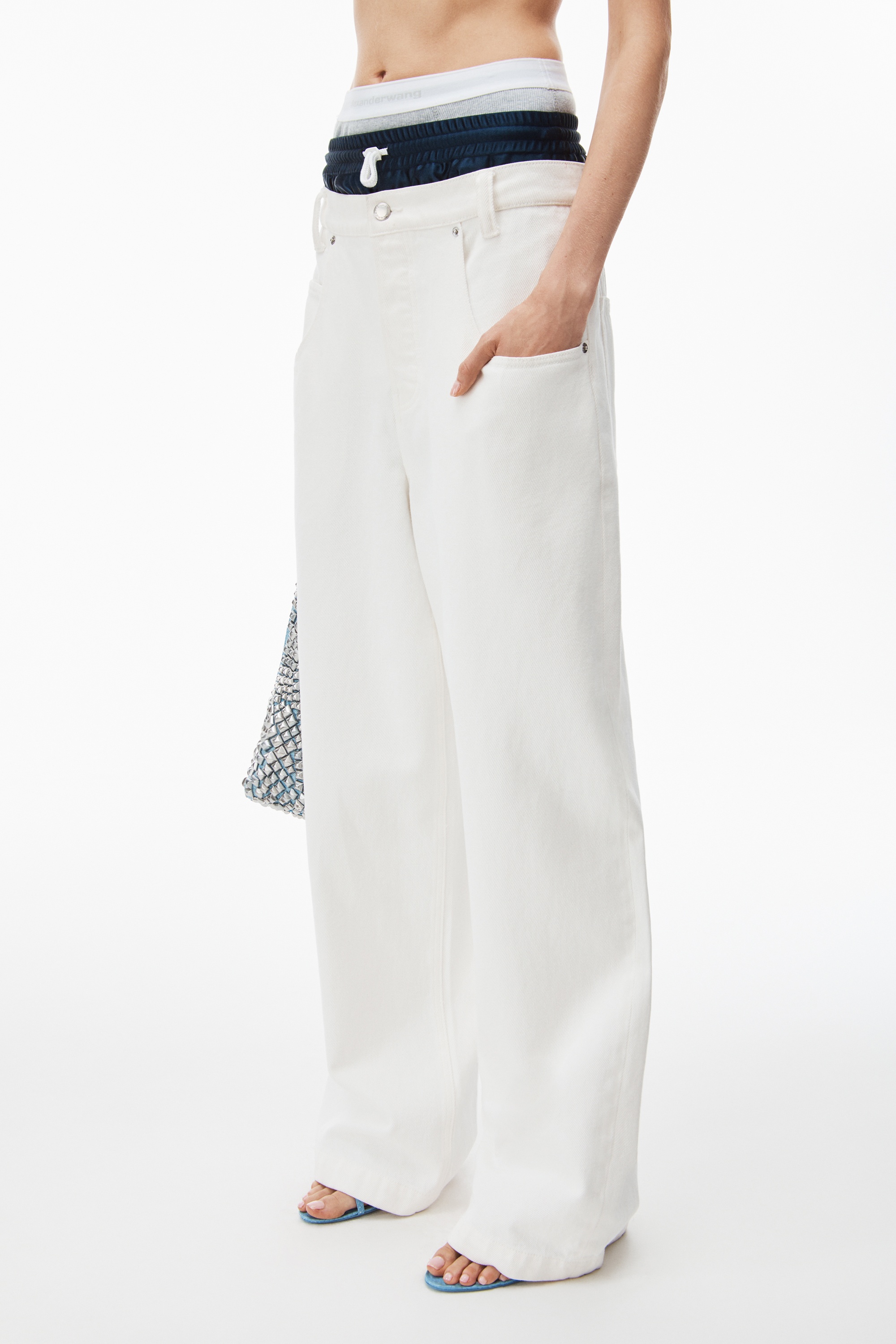 pre-styled straight leg jean in denim - 3