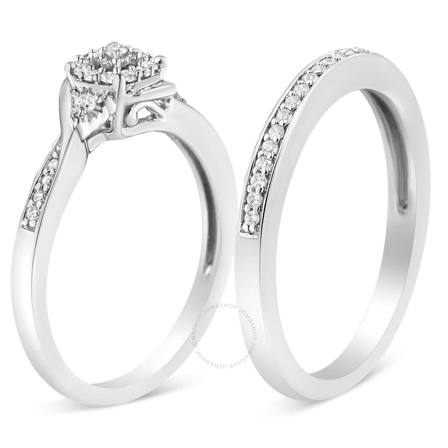 Haus Of Brilliance - Haus of Brilliance .925 Sterling Silver 1/4 Cttw Diamond Halo and Swirl Engagement Ring and Wedding  - 3