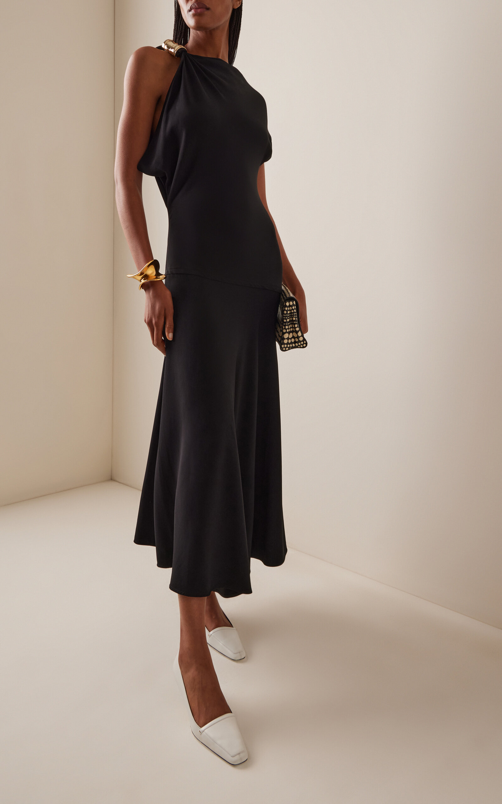 Rue Asymmetric Crepe Midi Dress black - 2