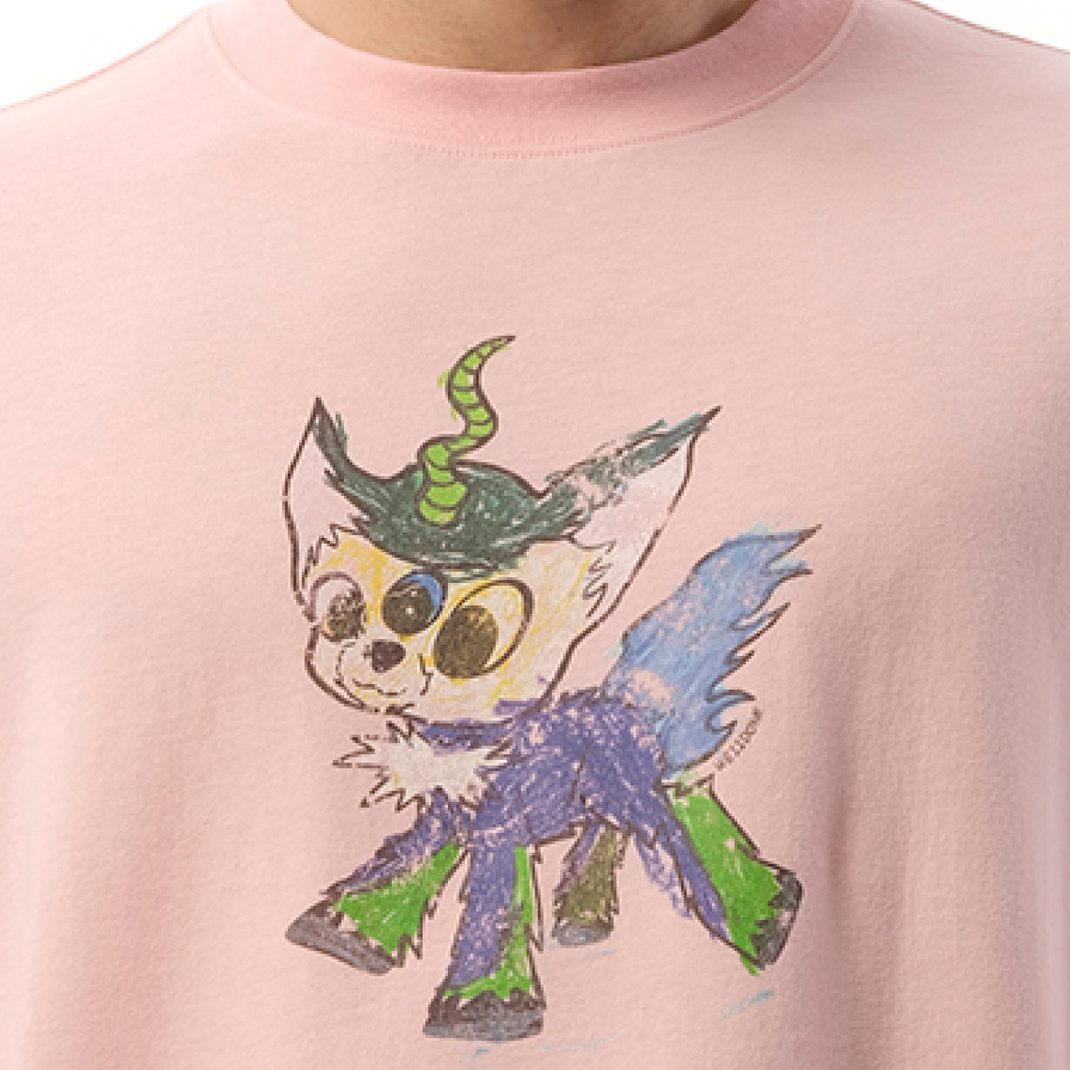Jeff Monster Drawing T-Shirt in Pink - 3