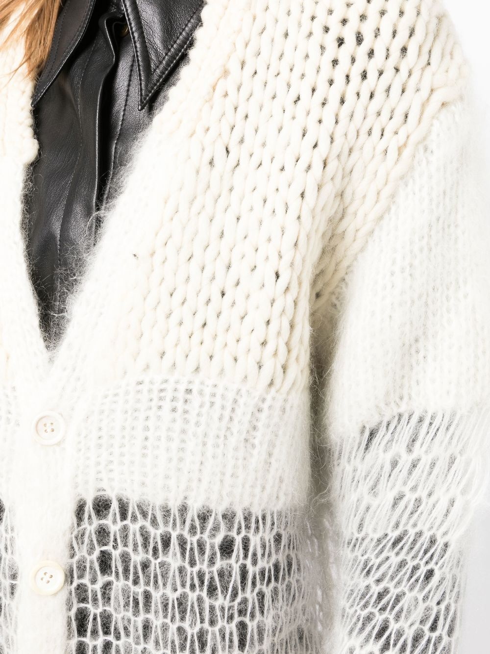 contrasting chunky knit cardigan - 5