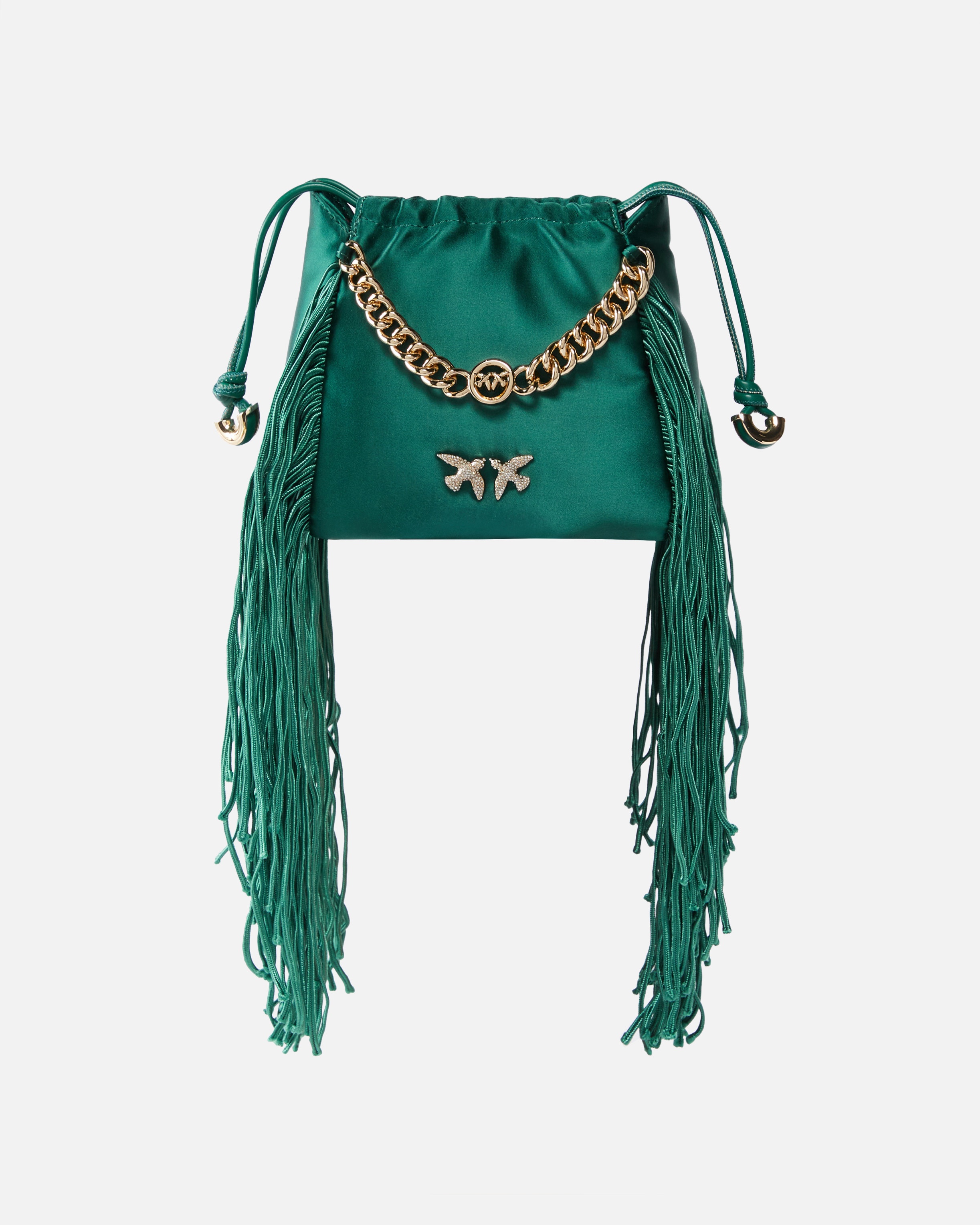SATIN MINI CLUTCH WITH FRINGING - 1